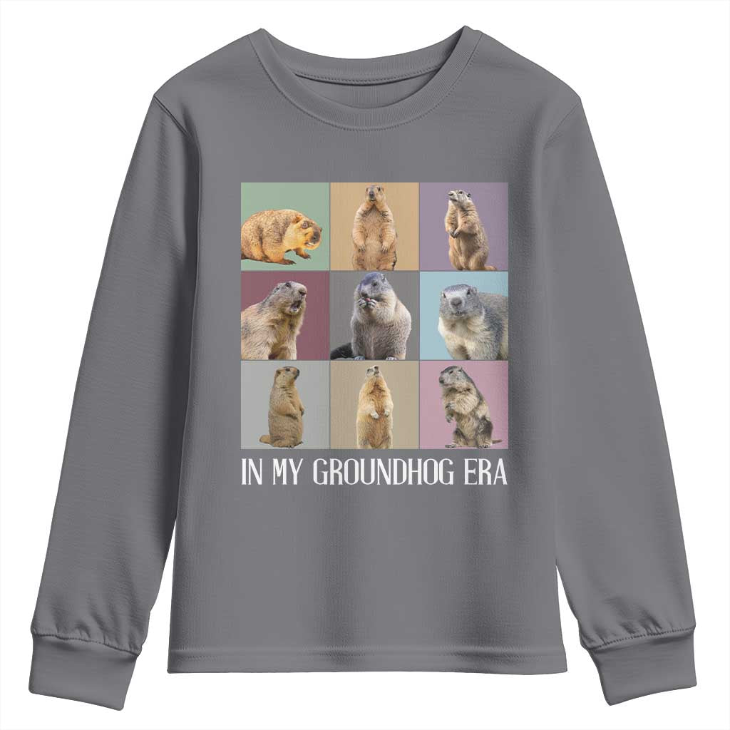In My Groundhog Era Youth Sweatshirt Funny Woodchuck TS02 Charcoal Print Your Wear