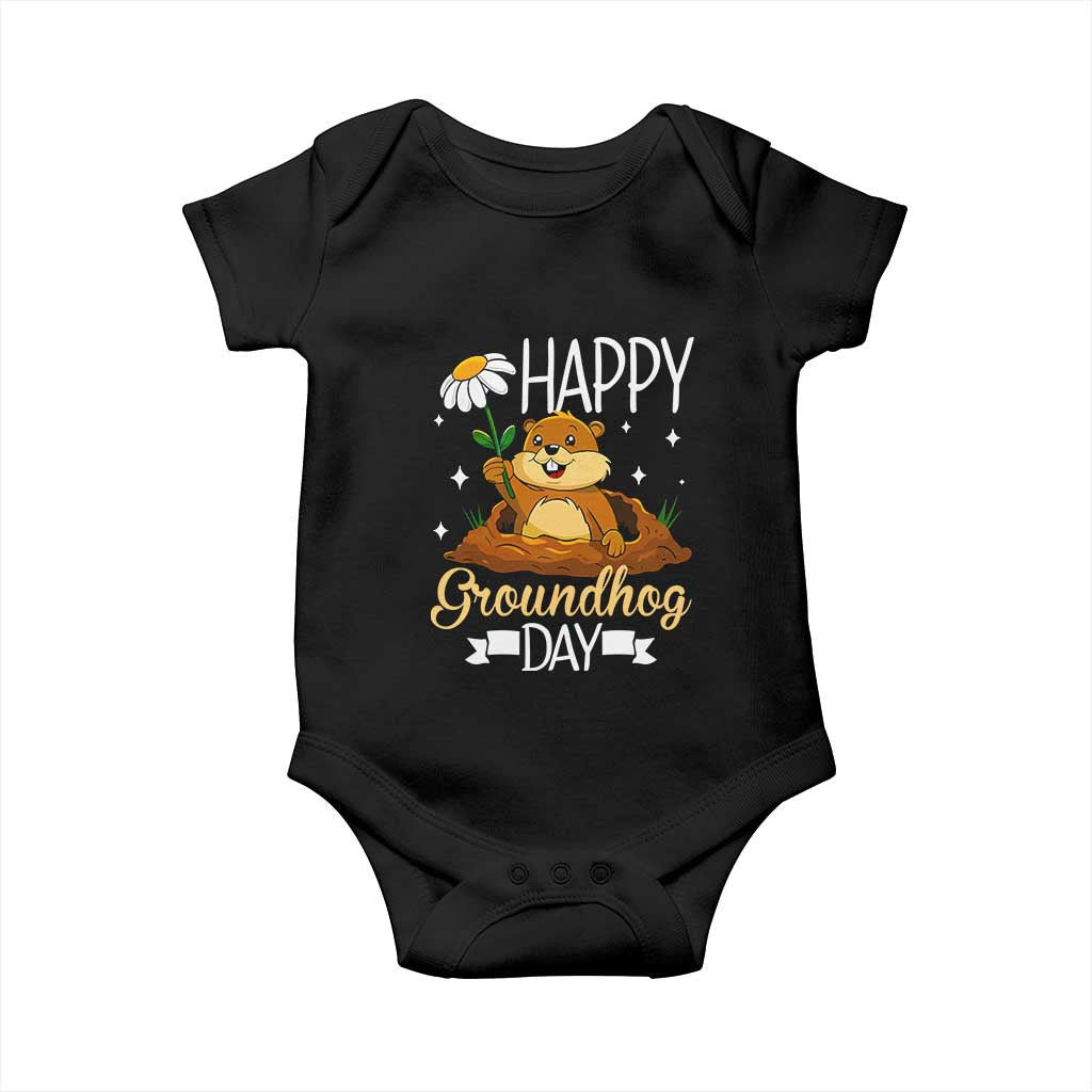 Happy Groundhog Day Baby Onesie Punxsutawney Phil Groundhog Lover TS02 Black Print Your Wear