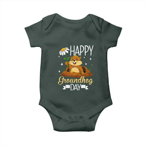 Happy Groundhog Day Baby Onesie Punxsutawney Phil Groundhog Lover TS02 Dark Forest Green Print Your Wear