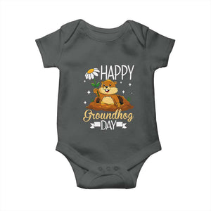 Happy Groundhog Day Baby Onesie Punxsutawney Phil Groundhog Lover TS02 Dark Heather Print Your Wear