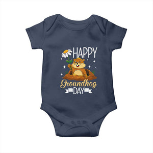 Happy Groundhog Day Baby Onesie Punxsutawney Phil Groundhog Lover TS02 Navy Print Your Wear