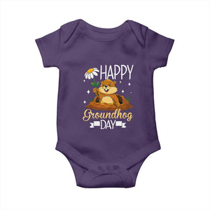 Happy Groundhog Day Baby Onesie Punxsutawney Phil Groundhog Lover TS02 Purple Print Your Wear