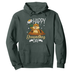 Happy Groundhog Day Hoodie Punxsutawney Phil Groundhog Lover TS02 Dark Forest Green Print Your Wear