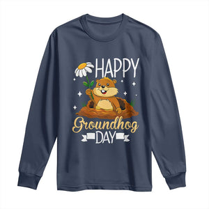 Happy Groundhog Day Long Sleeve Shirt Punxsutawney Phil Groundhog Lover TS02 Navy Print Your Wear