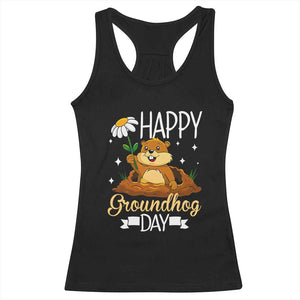 Happy Groundhog Day Racerback Tank Top Punxsutawney Phil Groundhog Lover TS02 Black Print Your Wear