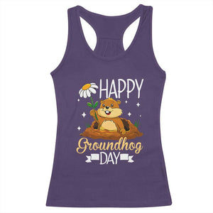 Happy Groundhog Day Racerback Tank Top Punxsutawney Phil Groundhog Lover TS02 Purple Print Your Wear