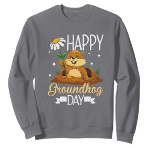 Happy Groundhog Day Sweatshirt Punxsutawney Phil Groundhog Lover TS02 Charcoal Print Your Wear