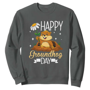 Happy Groundhog Day Sweatshirt Punxsutawney Phil Groundhog Lover TS02 Dark Heather Print Your Wear