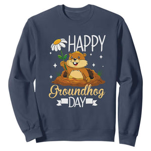 Happy Groundhog Day Sweatshirt Punxsutawney Phil Groundhog Lover TS02 Navy Print Your Wear