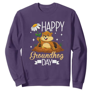 Happy Groundhog Day Sweatshirt Punxsutawney Phil Groundhog Lover TS02 Purple Print Your Wear