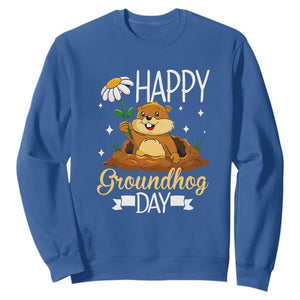 Happy Groundhog Day Sweatshirt Punxsutawney Phil Groundhog Lover TS02 Royal Blue Print Your Wear