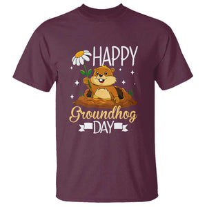 Happy Groundhog Day T Shirt Punxsutawney Phil Groundhog Lover TS02 Maroon Print Your Wear