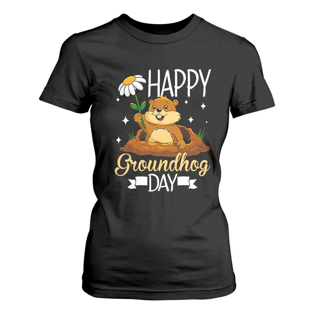 Happy Groundhog Day T Shirt For Women Punxsutawney Phil Groundhog Lover TS02 Black Print Your Wear