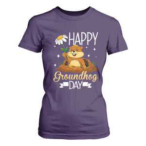 Happy Groundhog Day T Shirt For Women Punxsutawney Phil Groundhog Lover TS02 Purple Print Your Wear