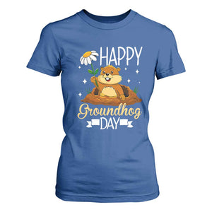 Happy Groundhog Day T Shirt For Women Punxsutawney Phil Groundhog Lover TS02 Royal Blue Print Your Wear