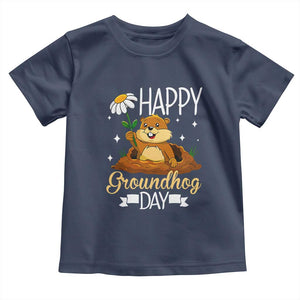 Happy Groundhog Day Toddler T Shirt Punxsutawney Phil Groundhog Lover TS02 Navy Print Your Wear