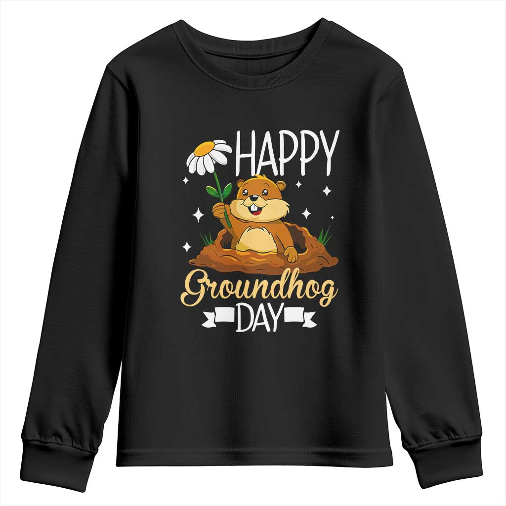 Happy Groundhog Day Youth Sweatshirt Punxsutawney Phil Groundhog Lover TS02 Black Print Your Wear