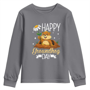 Happy Groundhog Day Youth Sweatshirt Punxsutawney Phil Groundhog Lover TS02 Charcoal Print Your Wear