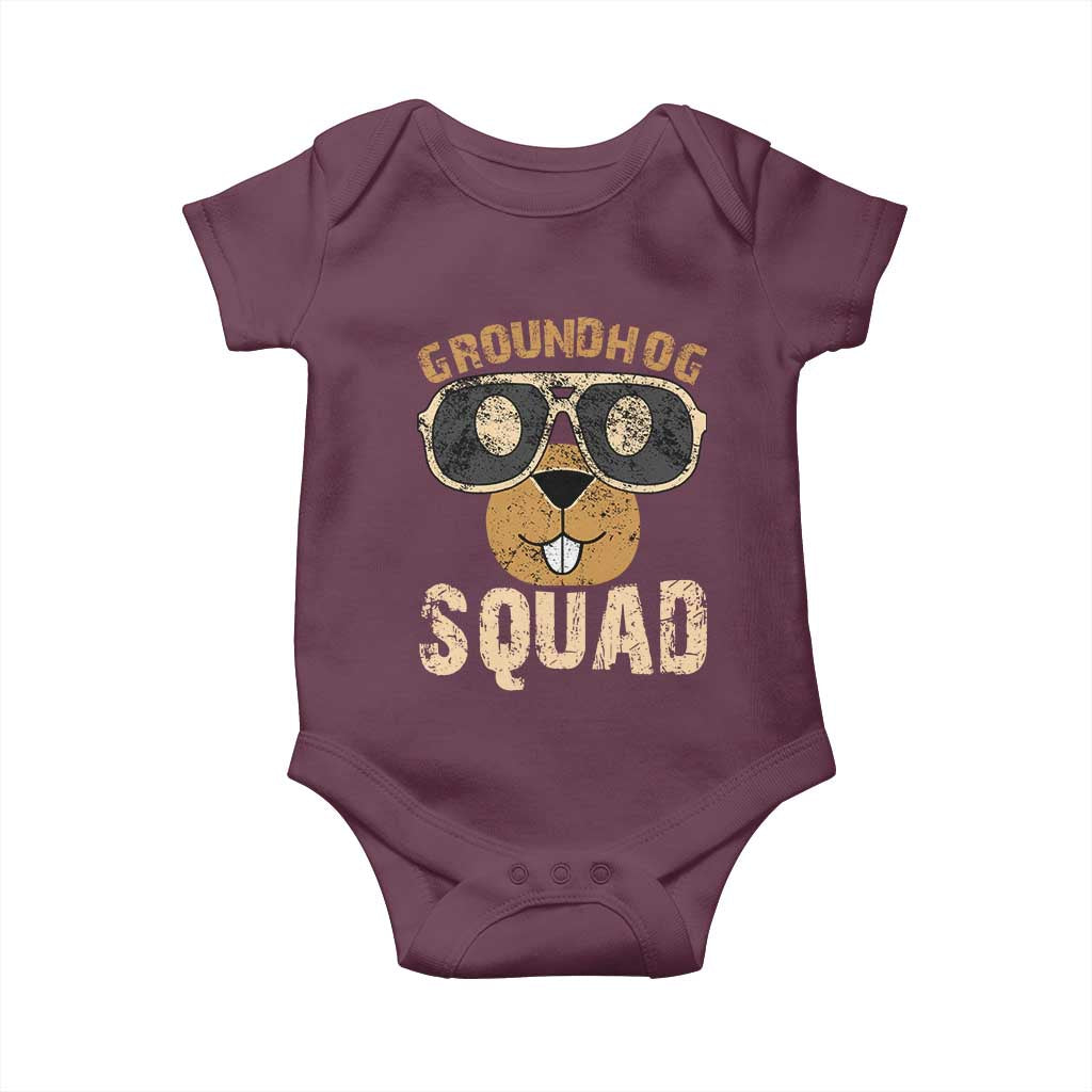 Groundhog Squad Baby Onesie Cute Woodchuck Happy Groundhog Day TS02 Maroon Print Your Wear