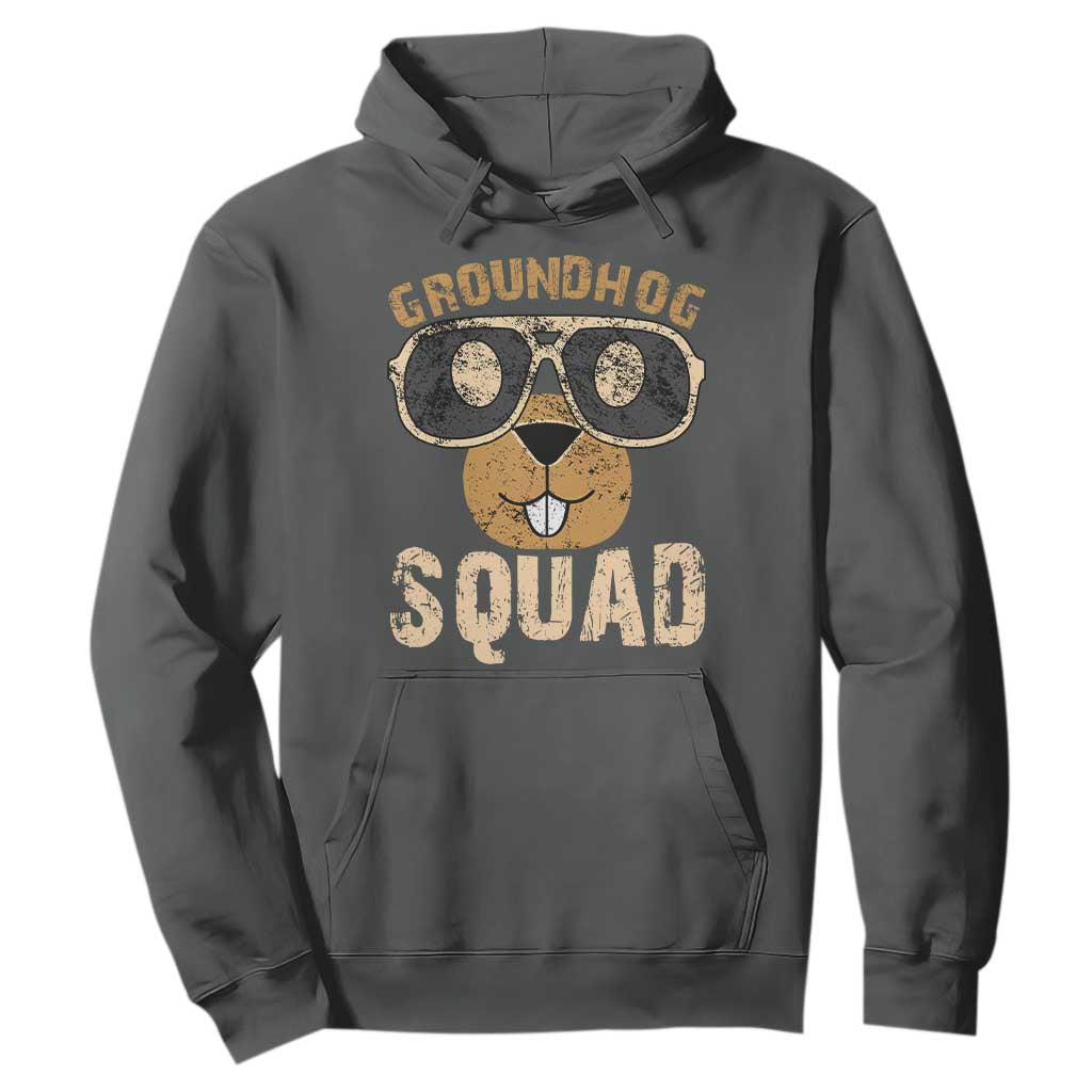 Groundhog Squad Hoodie Cute Woodchuck Happy Groundhog Day TS02 Dark Heather Print Your Wear