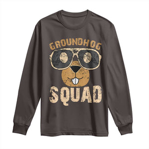 Groundhog Squad Long Sleeve Shirt Cute Woodchuck Happy Groundhog Day TS02 Dark Chocolate Print Your Wear