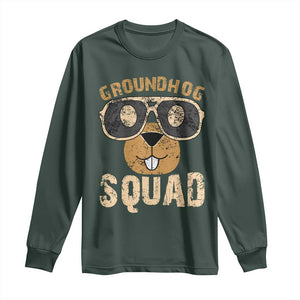 Groundhog Squad Long Sleeve Shirt Cute Woodchuck Happy Groundhog Day TS02 Dark Forest Green Print Your Wear