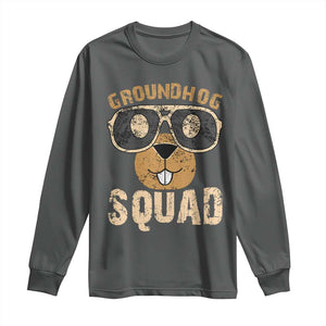 Groundhog Squad Long Sleeve Shirt Cute Woodchuck Happy Groundhog Day TS02 Dark Heather Print Your Wear