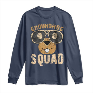 Groundhog Squad Long Sleeve Shirt Cute Woodchuck Happy Groundhog Day TS02 Navy Print Your Wear