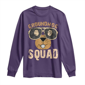 Groundhog Squad Long Sleeve Shirt Cute Woodchuck Happy Groundhog Day TS02 Purple Print Your Wear