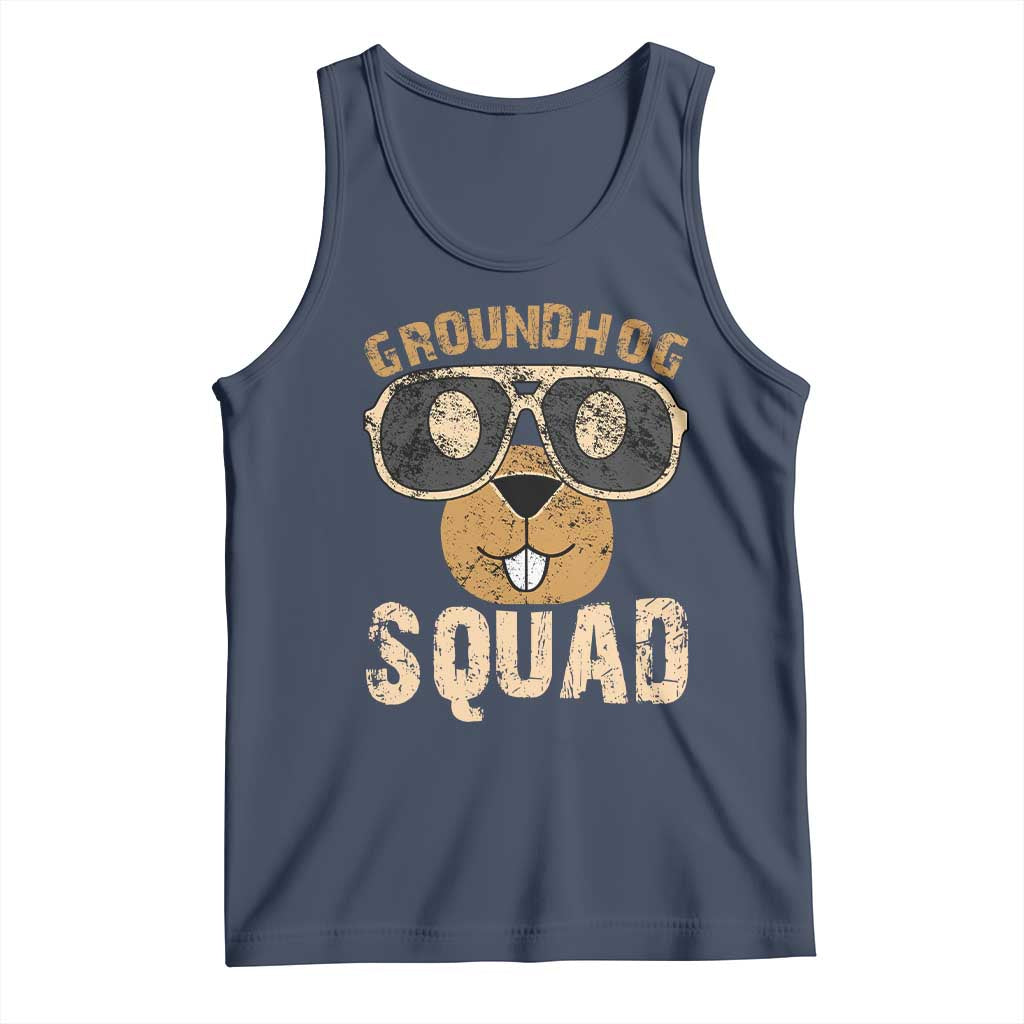 Groundhog Squad Tank Top Cute Woodchuck Happy Groundhog Day TS02 Navy Print Your Wear