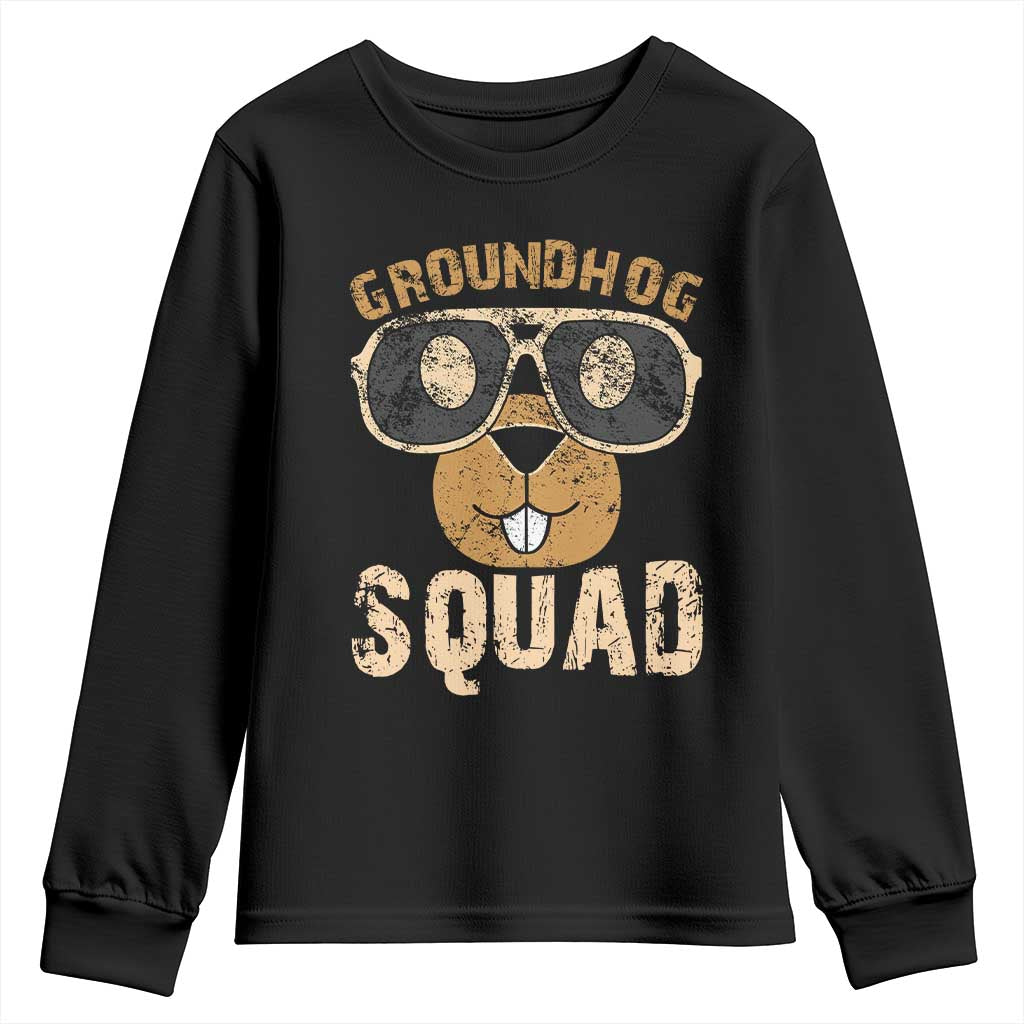 Groundhog Squad Youth Sweatshirt Cute Woodchuck Happy Groundhog Day TS02 Black Print Your Wear