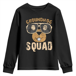 Groundhog Squad Youth Sweatshirt Cute Woodchuck Happy Groundhog Day TS02 Black Print Your Wear