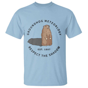 Groundhog Meteorology T Shirt Respect The Shadow Est 1887 Funny Woodchuck TS02 Light Blue Print Your Wear
