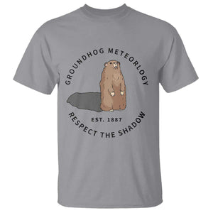 Groundhog Meteorology T Shirt Respect The Shadow Est 1887 Funny Woodchuck TS02 Sport Gray Print Your Wear