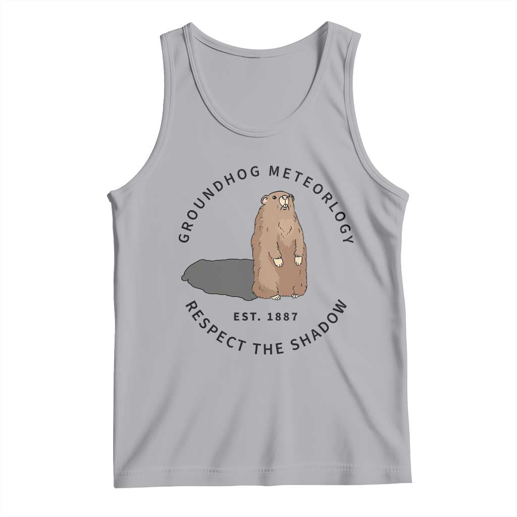 Groundhog Meteorology Tank Top Respect The Shadow Est 1887 Funny Woodchuck TS02 Athletic Heather Print Your Wear