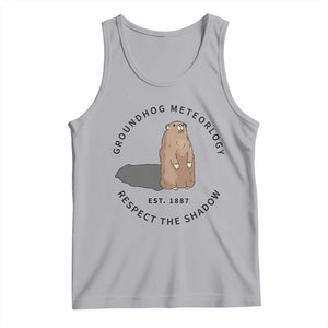 Groundhog Meteorology Tank Top Respect The Shadow Est 1887 Funny Woodchuck TS02 Athletic Heather Print Your Wear