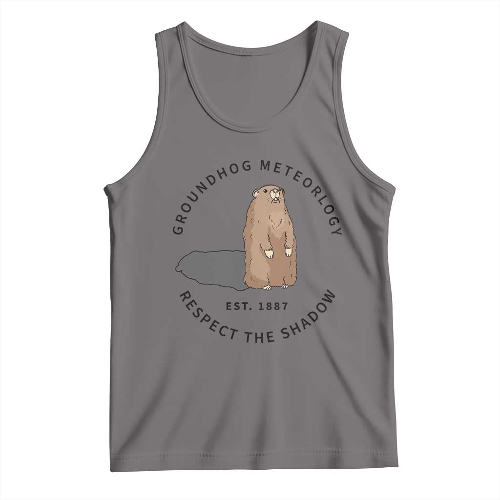 Groundhog Meteorology Tank Top Respect The Shadow Est 1887 Funny Woodchuck TS02 Deep Heather Print Your Wear