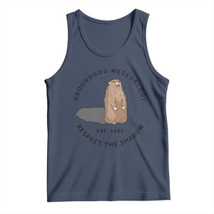Groundhog Meteorology Tank Top Respect The Shadow Est 1887 Funny Woodchuck TS02 Navy Print Your Wear