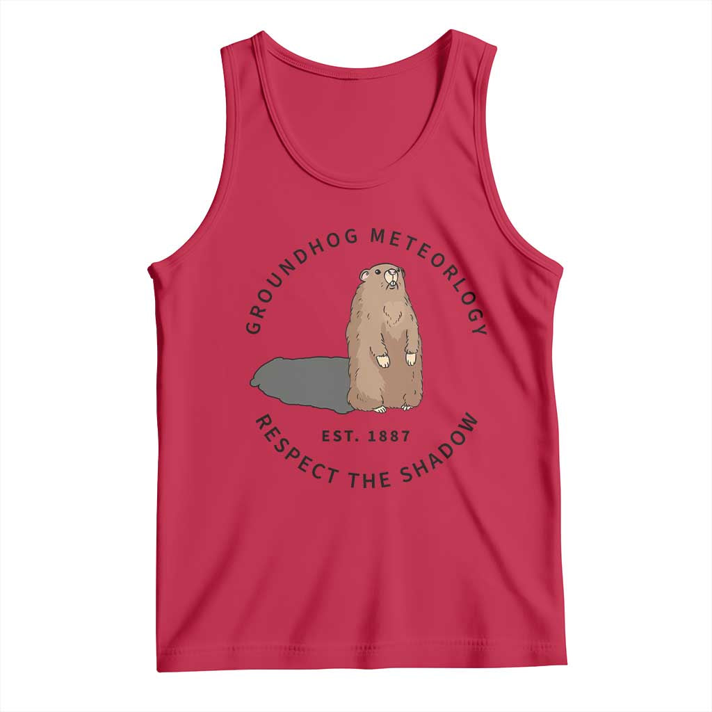 Groundhog Meteorology Tank Top Respect The Shadow Est 1887 Funny Woodchuck TS02 Red Print Your Wear
