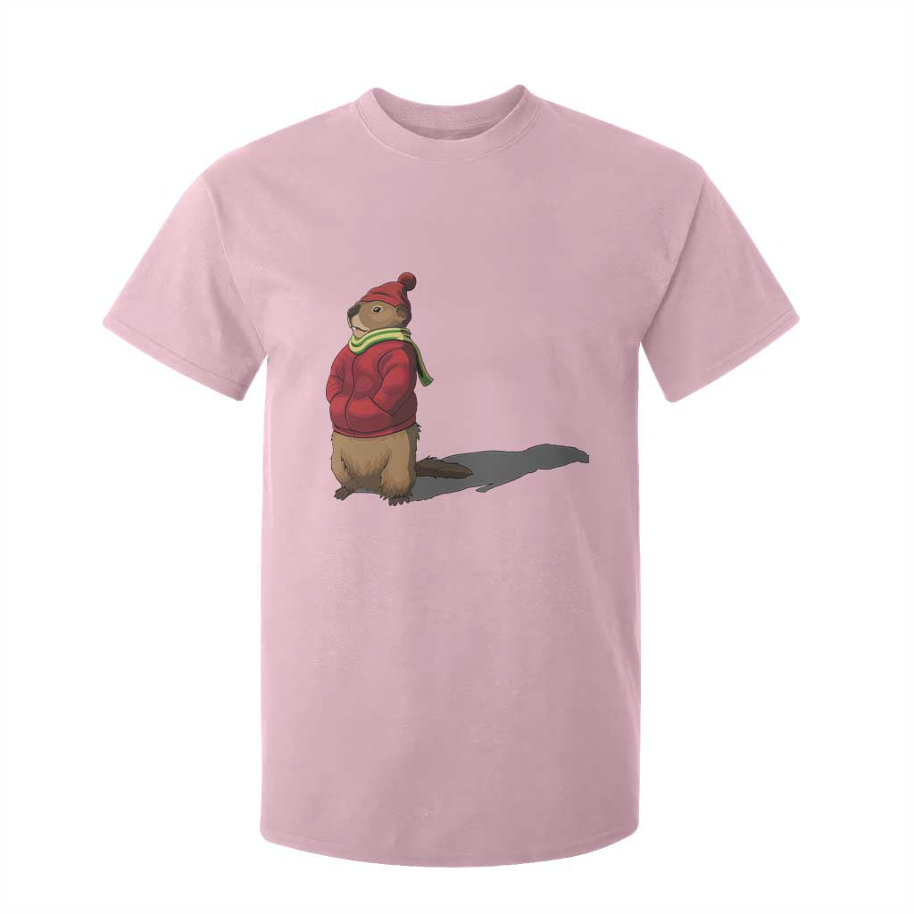 Groundhog Shadow T Shirt For Kid Funny Woodchuck Ground Hog Meteorlogy TS02 Light Pink Print Your Wear