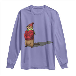 Groundhog Shadow Long Sleeve Shirt Funny Woodchuck Ground Hog Meteorlogy TS02 Violet Print Your Wear