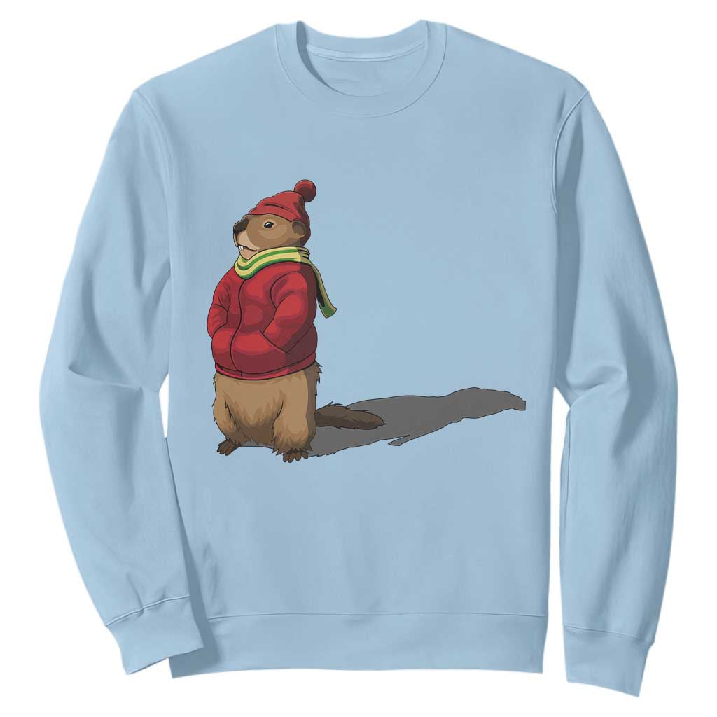 Groundhog Shadow Sweatshirt Funny Woodchuck Ground Hog Meteorlogy TS02 Light Blue Print Your Wear