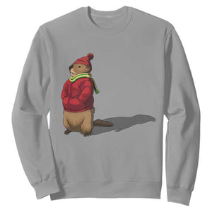 Groundhog Shadow Sweatshirt Funny Woodchuck Ground Hog Meteorlogy TS02 Sport Gray Print Your Wear