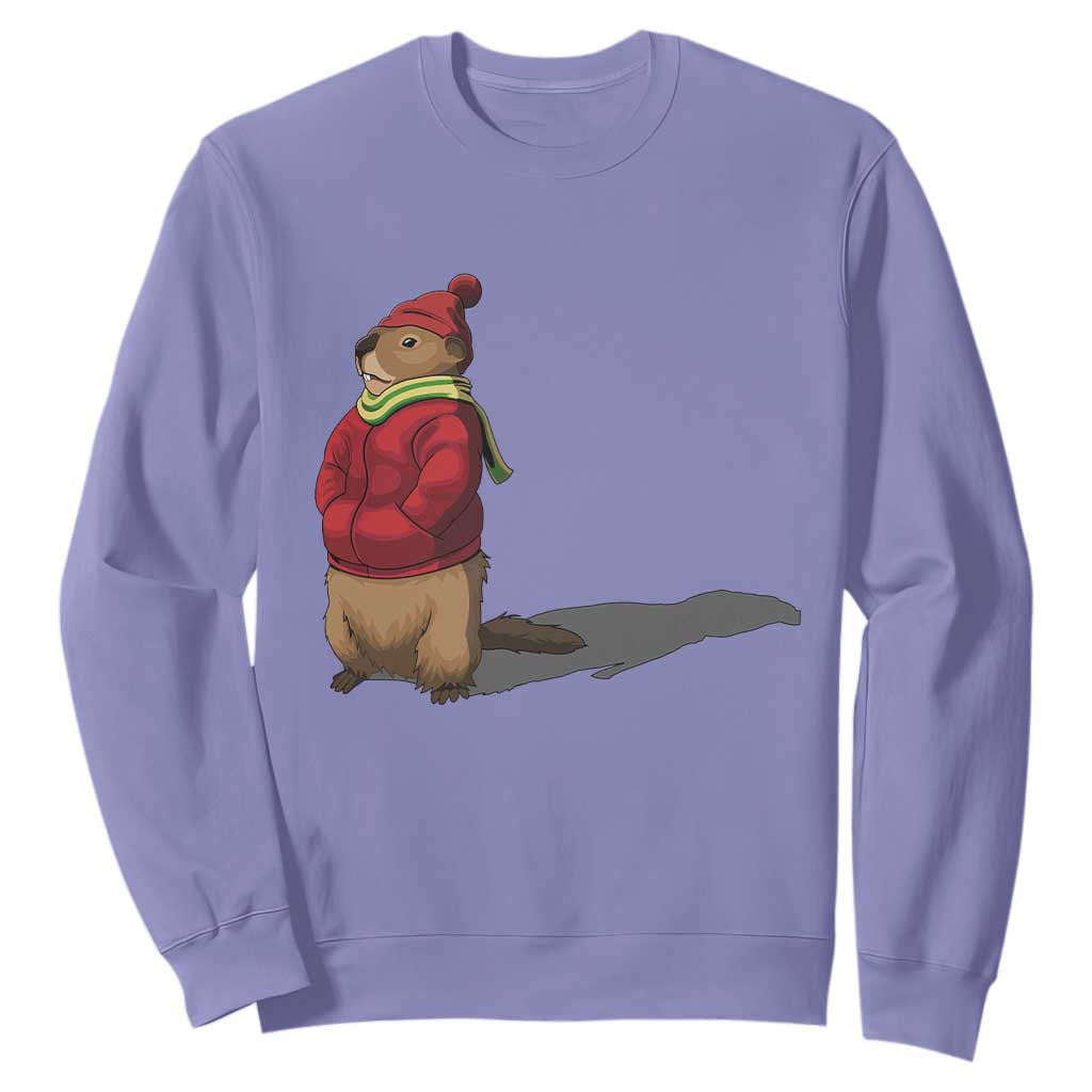 Groundhog Shadow Sweatshirt Funny Woodchuck Ground Hog Meteorlogy TS02 Violet Print Your Wear