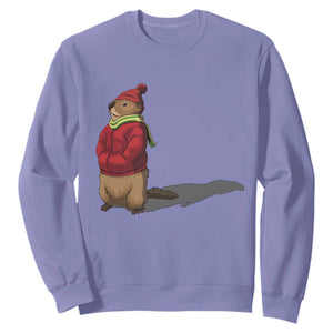 Groundhog Shadow Sweatshirt Funny Woodchuck Ground Hog Meteorlogy TS02 Violet Print Your Wear
