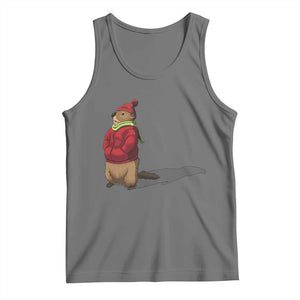 Groundhog Shadow Tank Top Funny Woodchuck Ground Hog Meteorlogy TS02 Black Heather Print Your Wear
