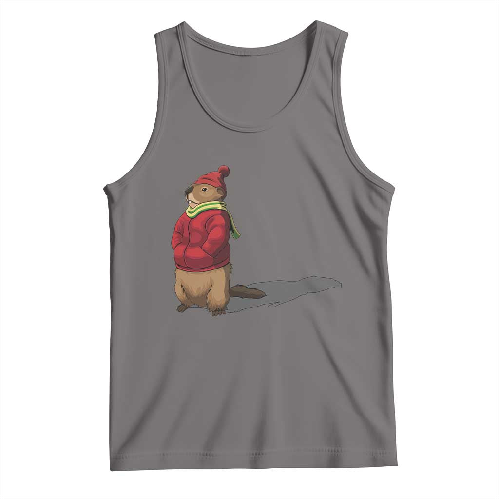 Groundhog Shadow Tank Top Funny Woodchuck Ground Hog Meteorlogy TS02 Deep Heather Print Your Wear