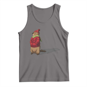 Groundhog Shadow Tank Top Funny Woodchuck Ground Hog Meteorlogy TS02 Deep Heather Print Your Wear