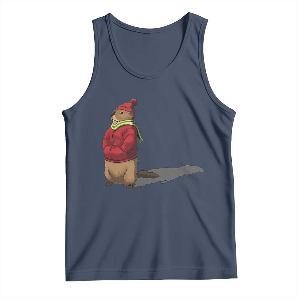 Groundhog Shadow Tank Top Funny Woodchuck Ground Hog Meteorlogy TS02 Navy Print Your Wear