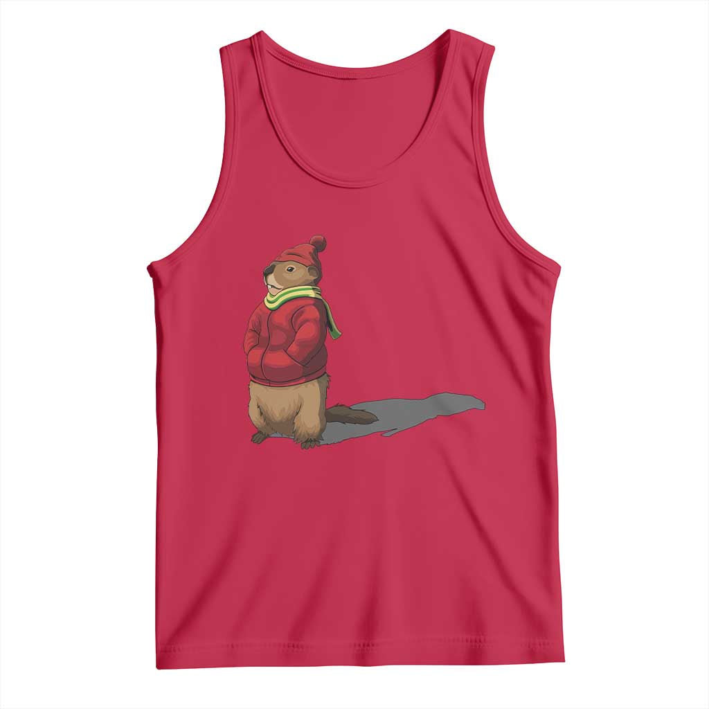 Groundhog Shadow Tank Top Funny Woodchuck Ground Hog Meteorlogy TS02 Red Print Your Wear